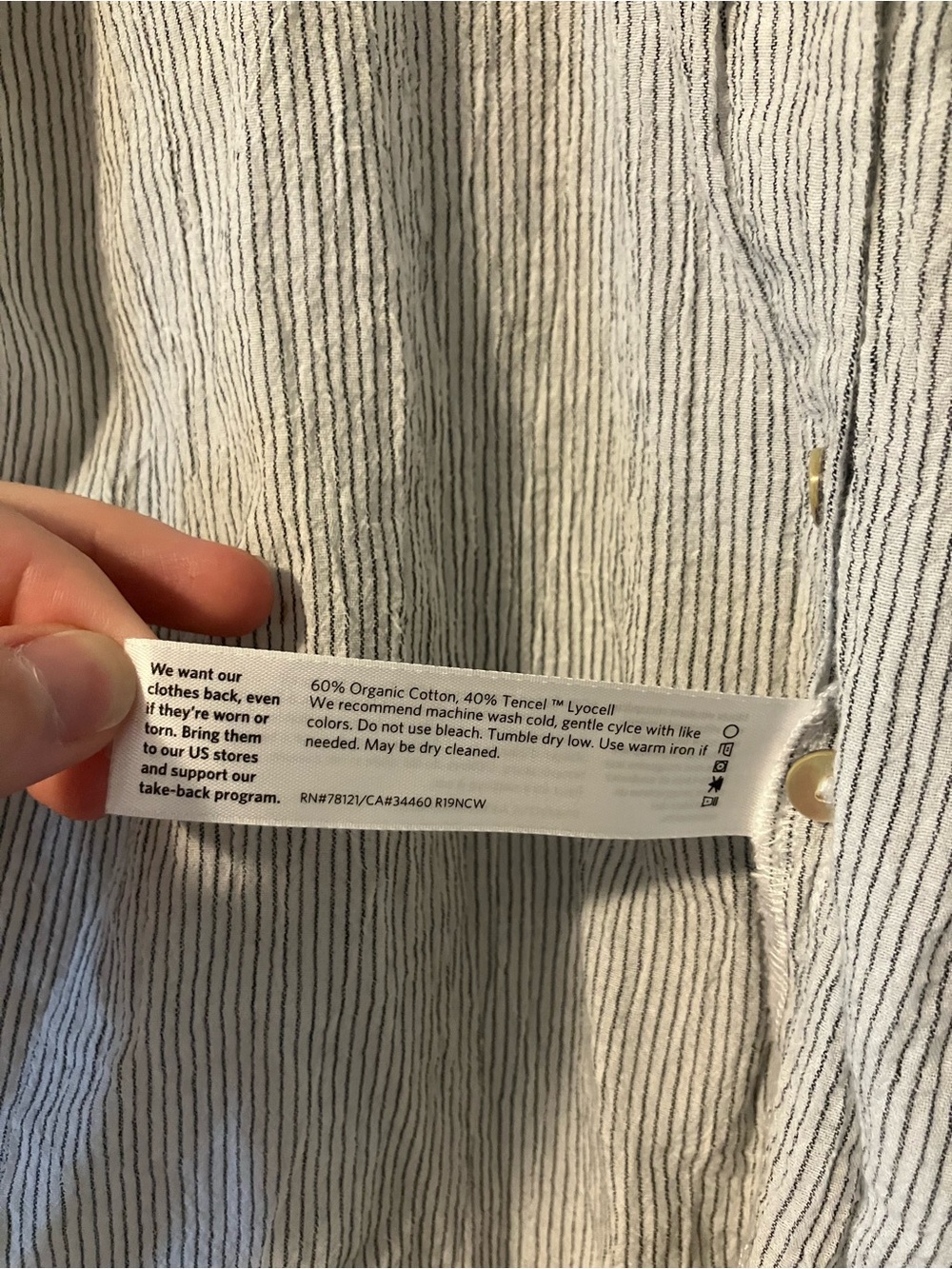 Eileen Fisher Organic Cotton & Tencel Striped Button-Up Shirt - Picture 4 of 4